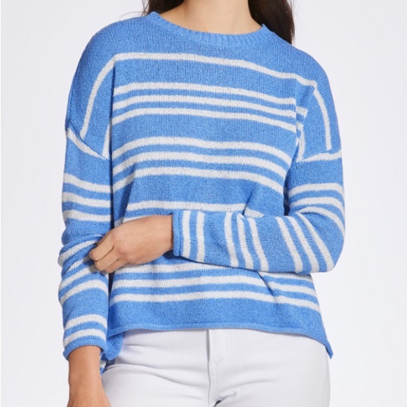 Mia&Tess Blue and White Striped Sweater Size L New With Tags - Picture 2 of 5